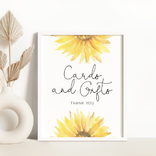 Watercolor sunflower watercolor cards and gifts poster