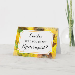 Watercolor Sunflower Wedding Bridesmaid Invitation