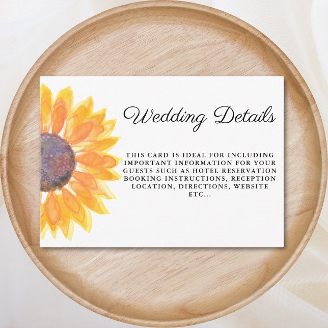 Watercolor Sunflower Wedding Details Enclosure Card (Creator Uploaded)