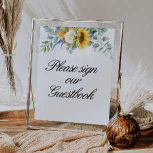 watercolor sunflower wedding guestbook sign