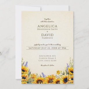 Watercolor Sunflower Wedding Invitation