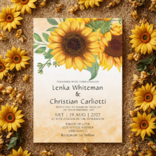 Watercolor Sunflower wedding  invitation