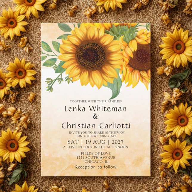 Watercolor Sunflower wedding  invitation (Creator Uploaded)