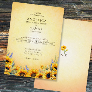 Watercolor Sunflower Wedding Invitation