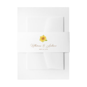 Watercolor Sunflower Wedding Invitation Belly Band