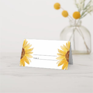 Watercolor sunflower wedding place cards