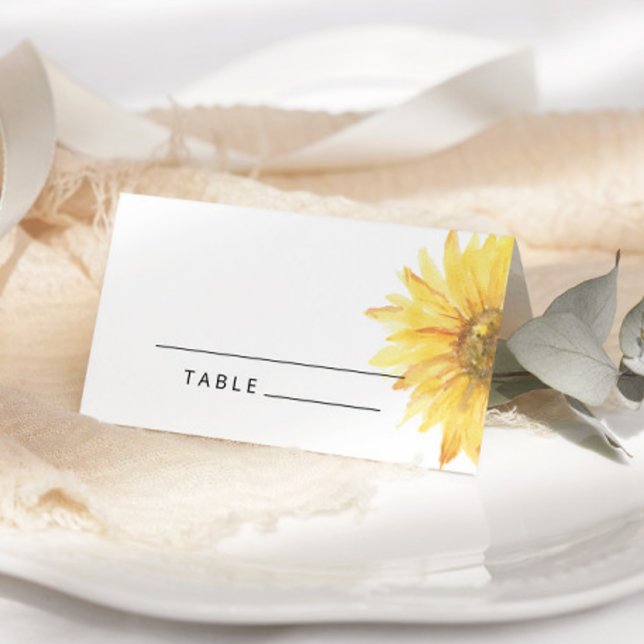 Watercolor sunflower wedding place cards (Creator Uploaded)