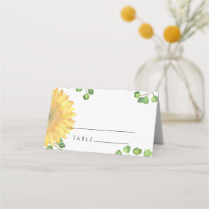 Watercolor sunflower wedding place cards