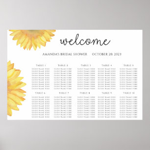 Watercolor sunflower wedding poster
