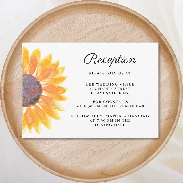 Watercolor Sunflower Wedding Reception Enclosure Card (Creator Uploaded)