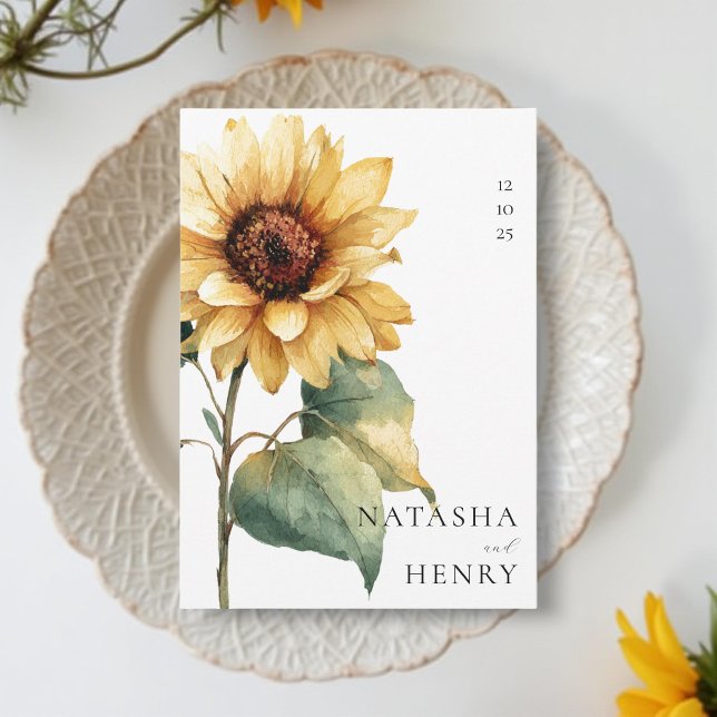 Watercolor Sunflower Wedding Rustic Boho Yellow  Invitation (Creator Uploaded)
