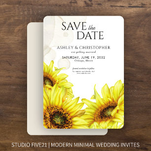 Watercolor Sunflower Wedding Shower Save The Date