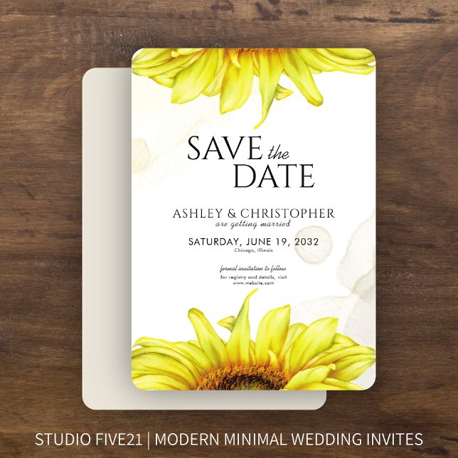Watercolor Sunflower Wedding Shower Save The Date (Creator Uploaded)