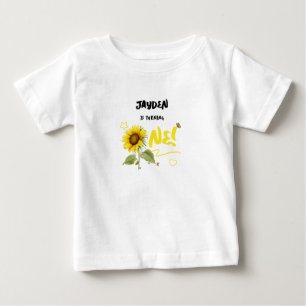 Watercolor Sunflower with Butterflies 1st Birthday Baby T-Shirt