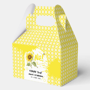 Watercolor Sunflower with Butterflies 1st Birthday Favour Box