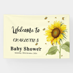 Watercolor Sunflower with Butterflies Baby Shower Banner