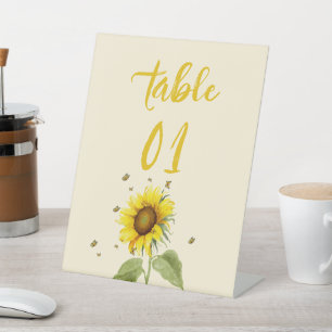 Watercolor Sunflower with Butterflies Baby Shower Pedestal Sign