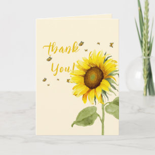 Watercolor Sunflower with Butterflies Baby Shower Thank You Card