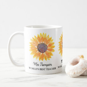 Watercolor Sunflower World's Best Teacher Coffee Mug
