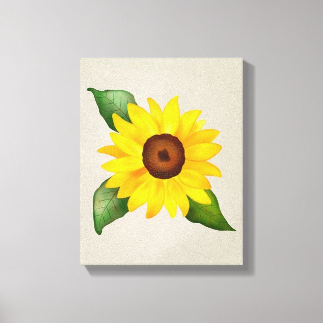 Watercolor Sunflower Yellow Floral Canvas Print (Front)