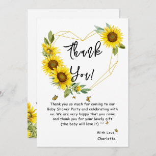 Watercolor Sunflowers and Butterflies Baby Shower Thank You Card