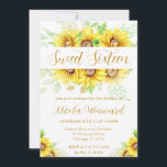 Watercolor Sunflowers Border Frame Sweet 16 Invitation<br><div class="desc">Gorgeous Watercolor Yellow Sunflowers border frame design and yellow stripes background</div>