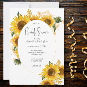 Watercolor Sunflowers Bridal Shower  Invitation