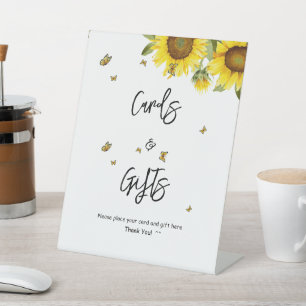 Watercolor Sunflowers & Butterflies Cards & Gifts Pedestal Sign