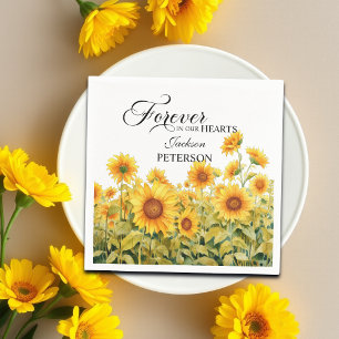 Watercolor Sunflowers Celebration Of Life Funeral Napkin