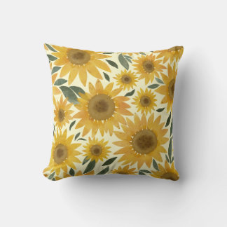 Watercolor Sunflowers Cushion