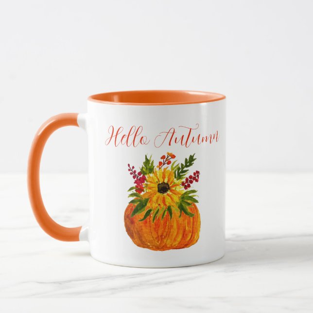 Watercolor Sunflowers Cute Autumn Rustic Fall  Mug (Left)