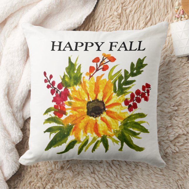 Watercolor Sunflowers Cute Modern Pretty Cushion (Blanket)