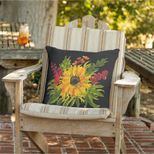 Watercolor Sunflowers Cute Modern Pretty Cushion