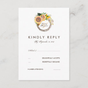 Watercolor Sunflowers Elegant Wedding RSVP Card