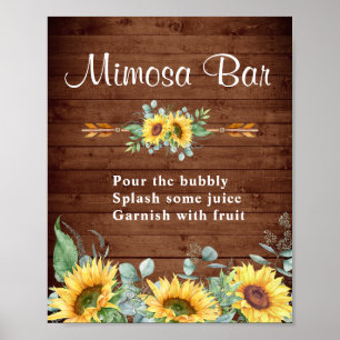 Watercolor Sunflowers Eucalyptus Mimosa Bar Sign