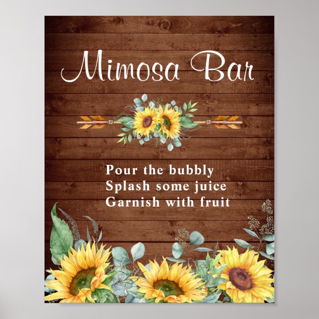 Watercolor Sunflowers Eucalyptus Mimosa Bar Sign (Front)