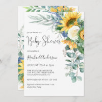Watercolor Sunflowers Floral Baby Shower