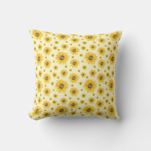 Watercolor Sunflowers Floral Pattern Cushion