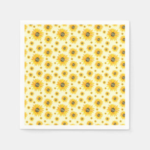 Watercolor Sunflowers Floral Pattern Napkin