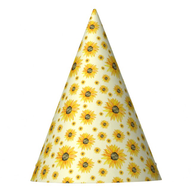 Watercolor Sunflowers Floral Pattern Party Hat (Front)