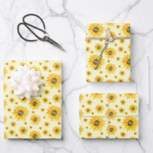 Watercolor Sunflowers Floral Pattern Wrapping Paper Sheet