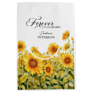 Watercolor Sunflowers Funeral Keepsake Medium Gift Bag