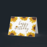 Watercolor Sunflowers & Gold Dots Happy Birthday Card<br><div class="desc">This elegant design features pretty painted, watercolor sunflowers accented with faux gold dots. Click the customise button for more flexibility in modifying the text or moving the graphics! Variations of this design as well as coordinating products are available in our shop, zazzle.com/store/doodlelulu. Contact us if you need this design applied...</div>