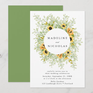 Watercolor Sunflowers & Greenery Wedding Invitation