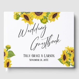 Watercolor Sunflowers Handwriting Guestbook