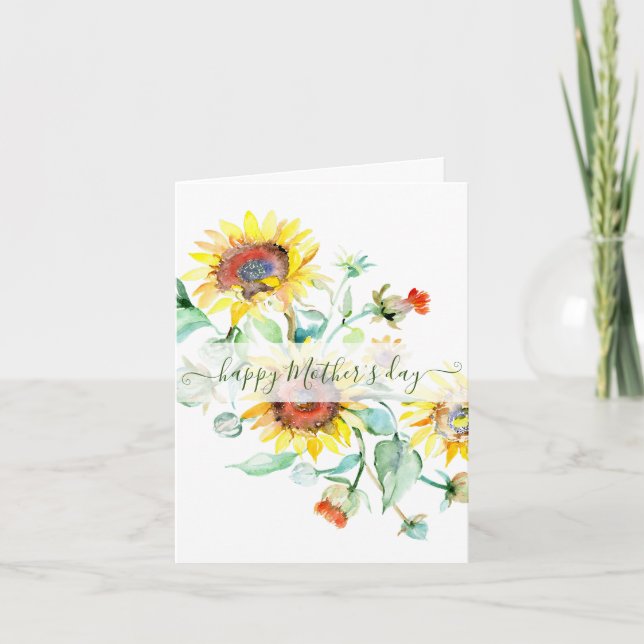 Watercolor sunflowers  holiday card (Front)