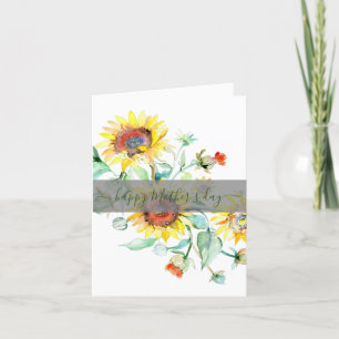 Watercolor sunflowers  holiday card