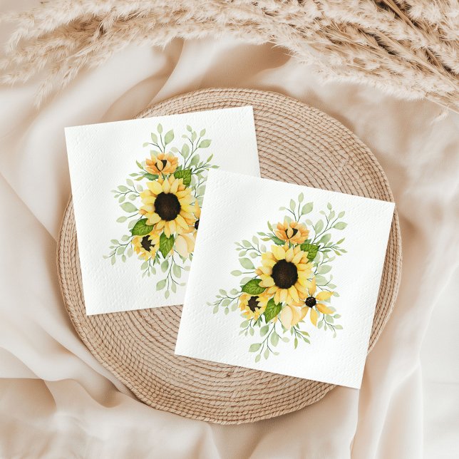 Watercolor Sunflowers Paper Napkin (Creator Uploaded)