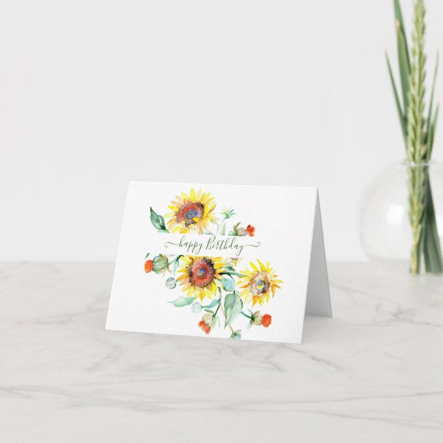 Watercolor sunflowers personalised    card (Front)