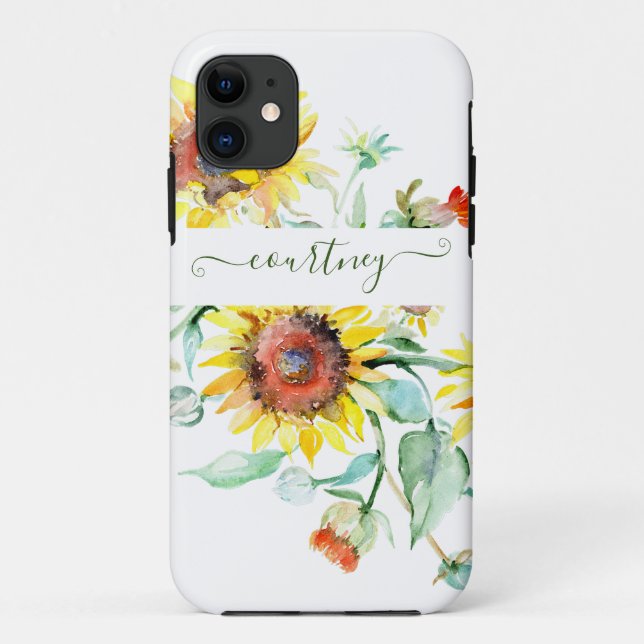 Watercolor sunflowers personalised    Case-Mate iPhone case (Back)